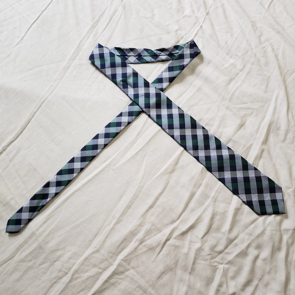 Mens Necktie - Navy/Green/White